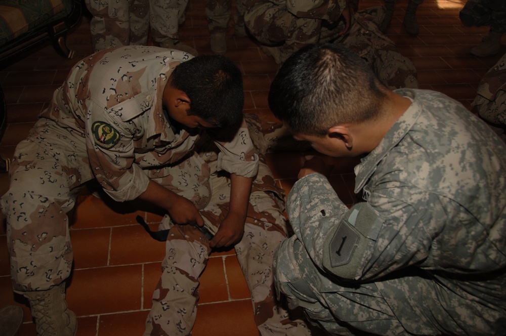 Soldiers practice first aid