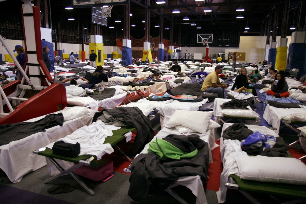 Evacuees take refuge on Naval Air Station North Island