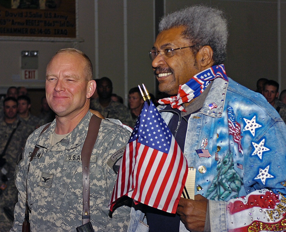 Don King Visits Troops in Iraq for Fight Night