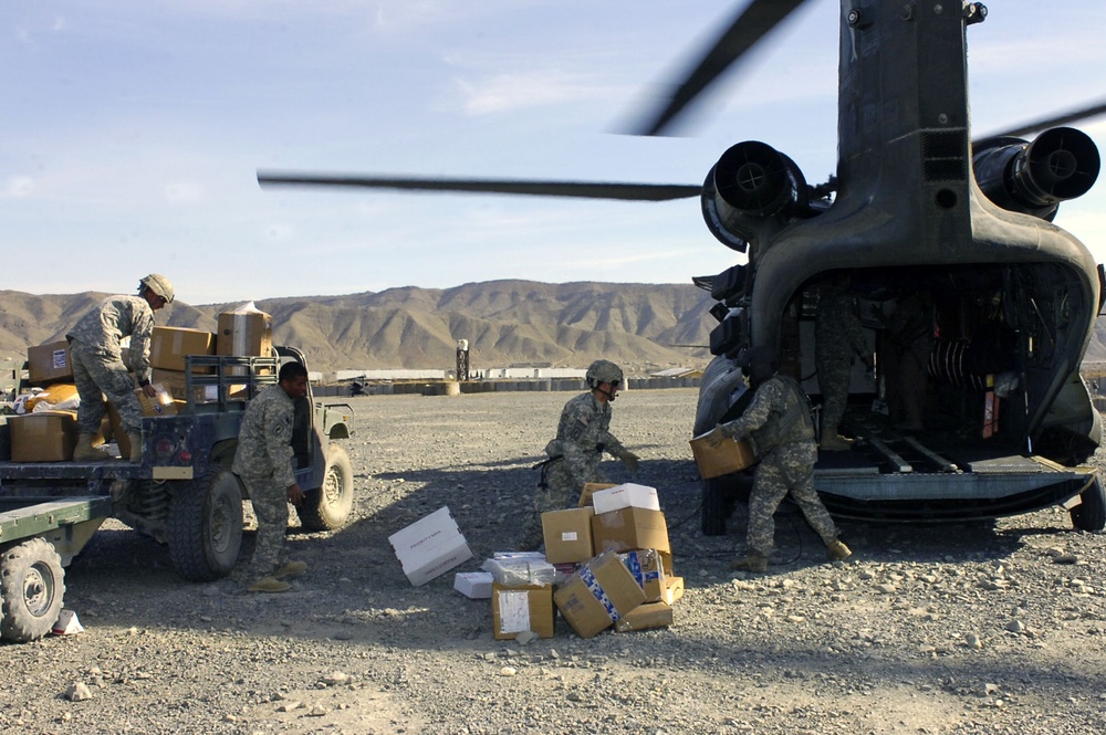 Soldiers based out of Forward Operating Base Orgun-E, Afghanistan, with the