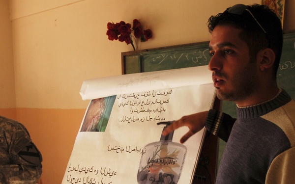 Black Jack Soldiers show Salhiyah children how to stay healthy