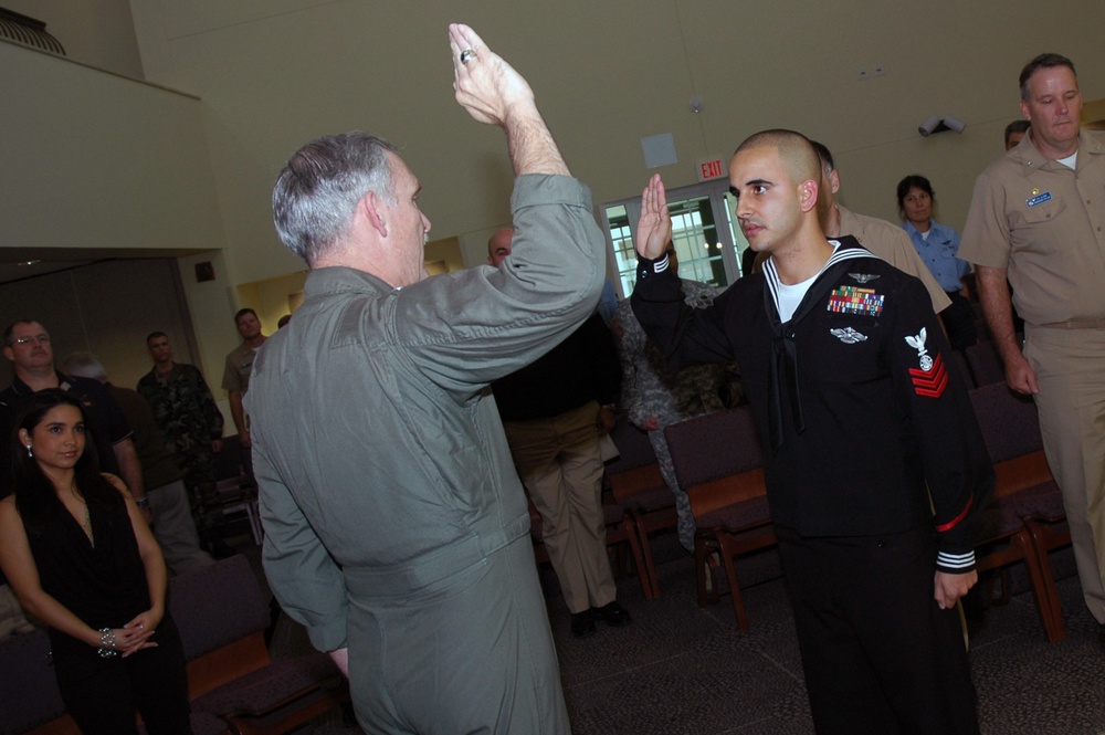 Re-enlistment at Naval Air Station Sigonella