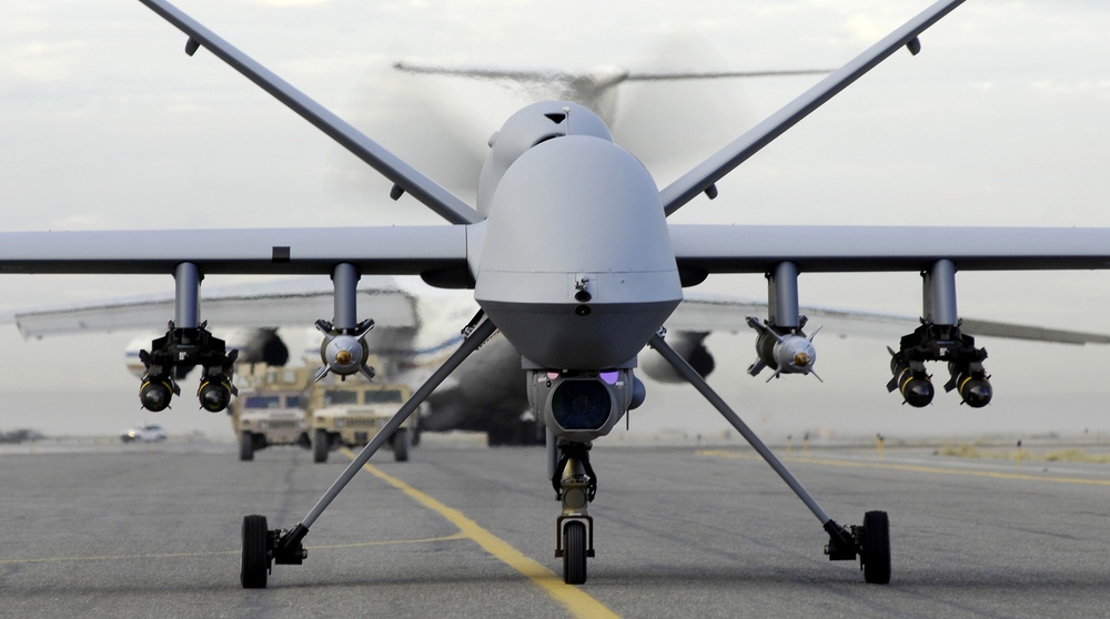 MQ-9A Reaper taxis in preparation for a mission in support of Operation En