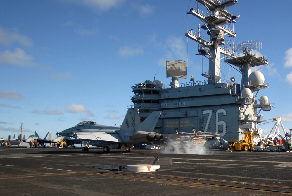 F/A-18C hornet lands on flight deck