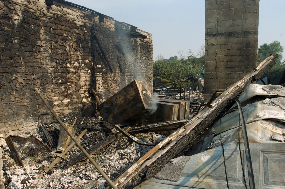 House damaged from California fires