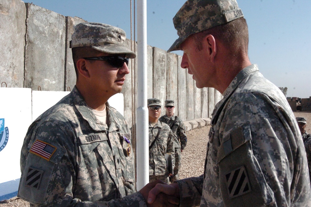 Soldier receives Purple Heart for wounds from last deployment