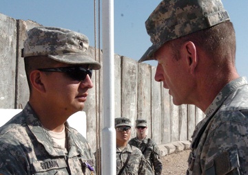 Soldier receives Purple Heart for wounds from last deployment