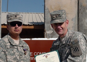 Soldier receives Purple Heart for wounds from last deployment