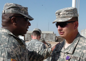 Soldier receives Purple Heart for wounds from last deployment