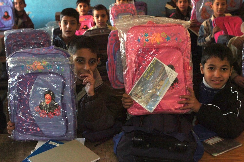 Iraqi Army, U.S. Troops Deliver Backpacks to School Children