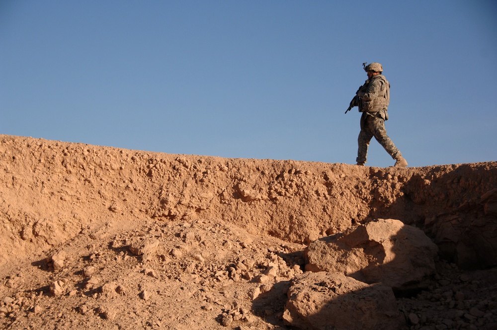 Blown up house, desert patrol