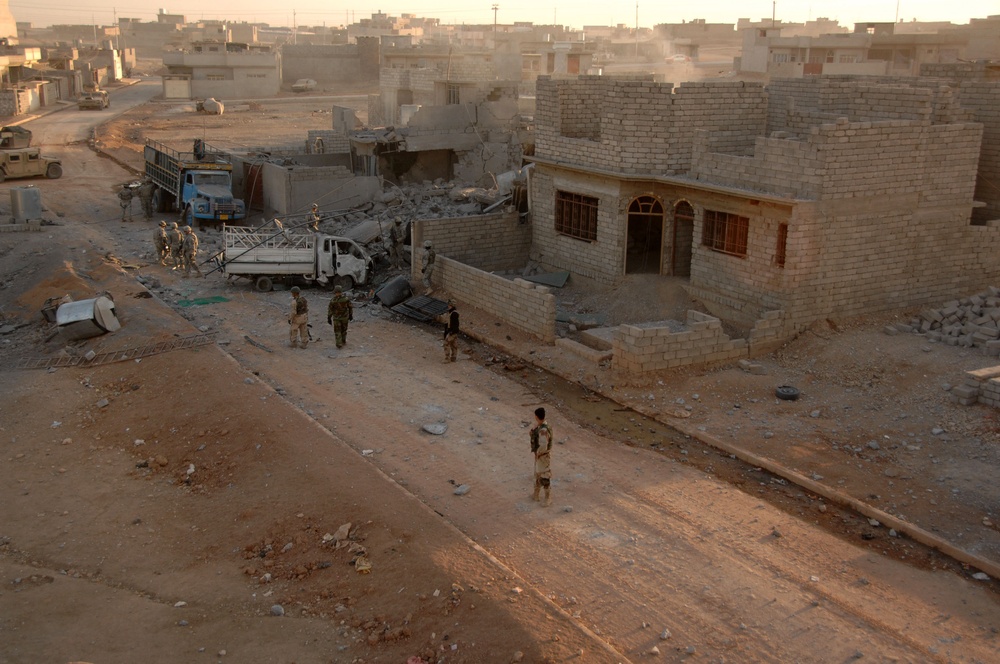 Blown up house, desert patrol