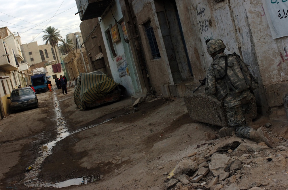 Stryker Cavalry troops patrol Karkh district of Baghdad