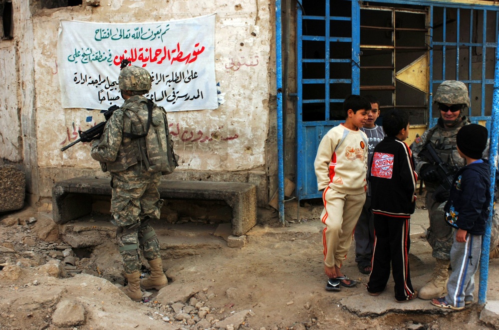 Stryker Cavalry troops patrol Karkh district of Baghdad