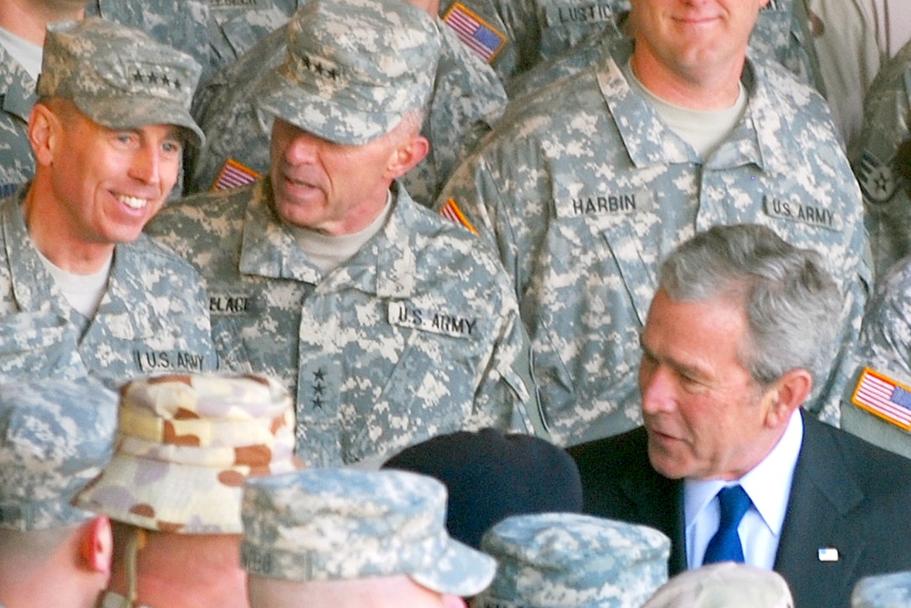 Bush Visits Troops in Kuwait