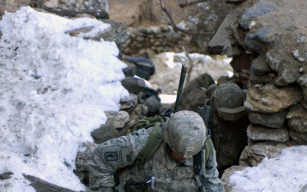 173rd paratroopers in the snow covered mountains of Afghanistan