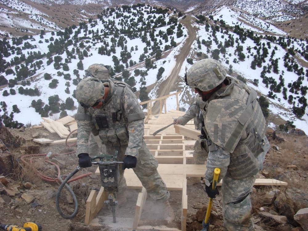 Bunkering down: Engineers dig-in Afghan mountain