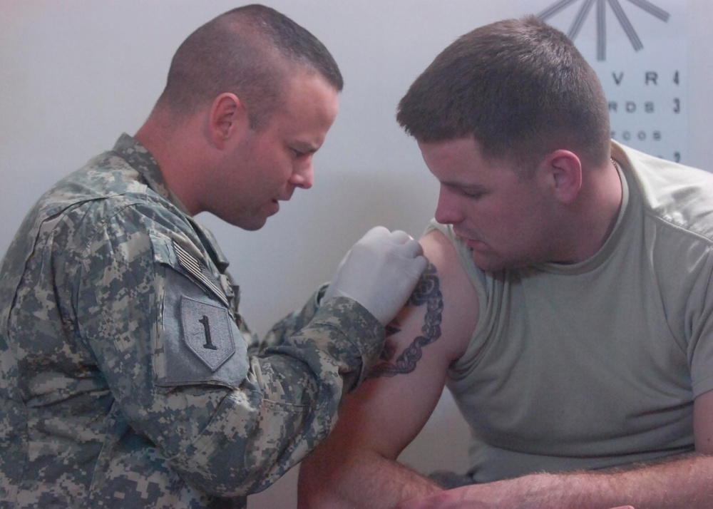 Medics treat troops