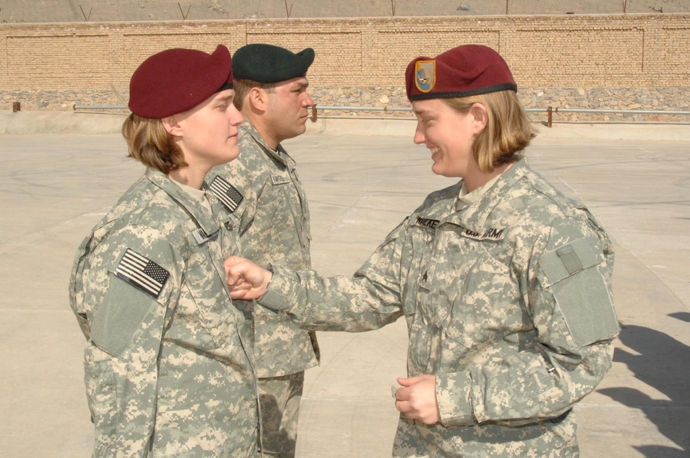 U.S. Army twin sisters reunite for promotion in Afghanistan