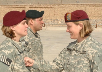 U.S. Army twin sisters reunite for promotion in Afghanistan