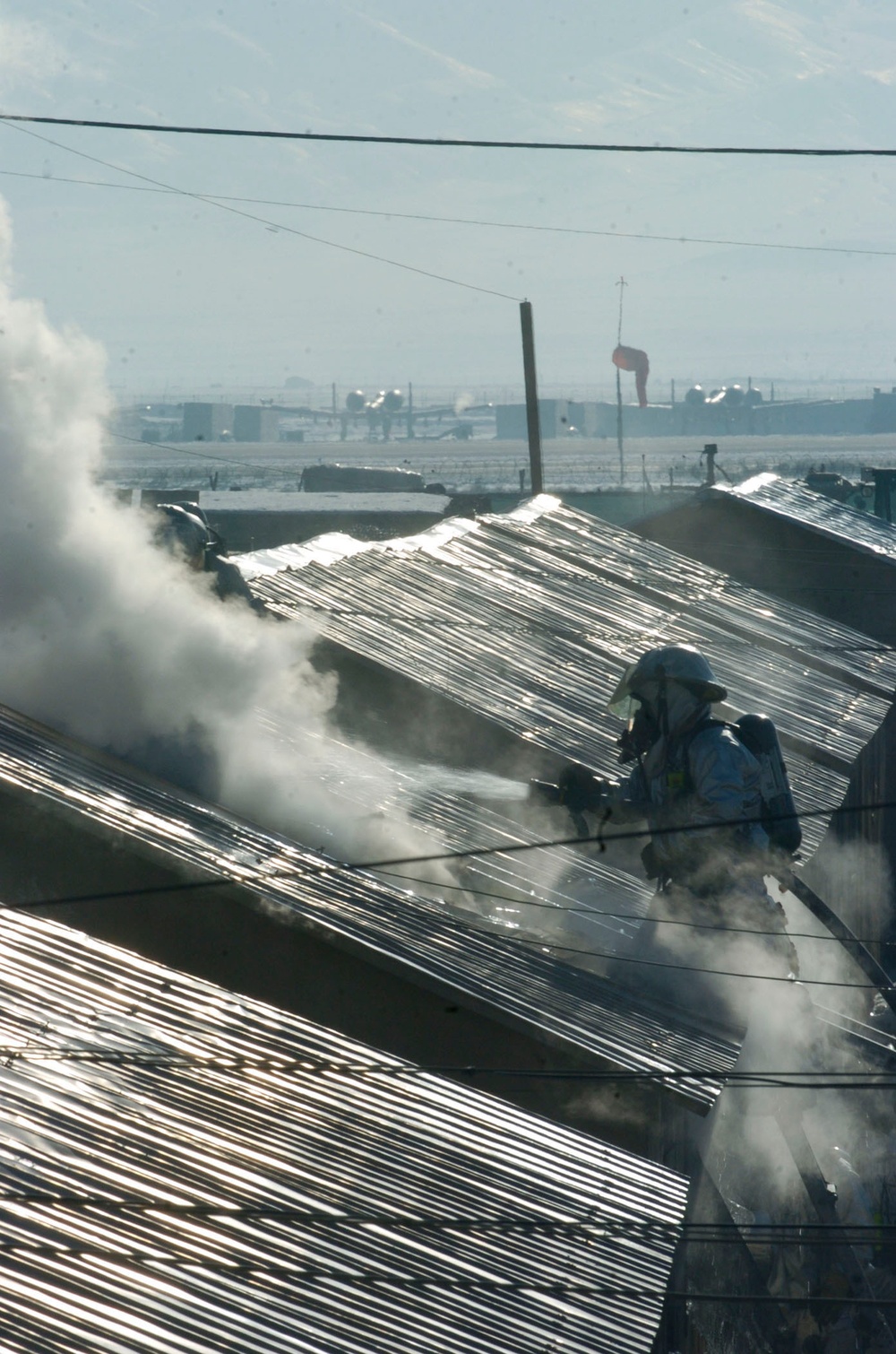 BAF Fire Dept. Fights B-hut Blaze