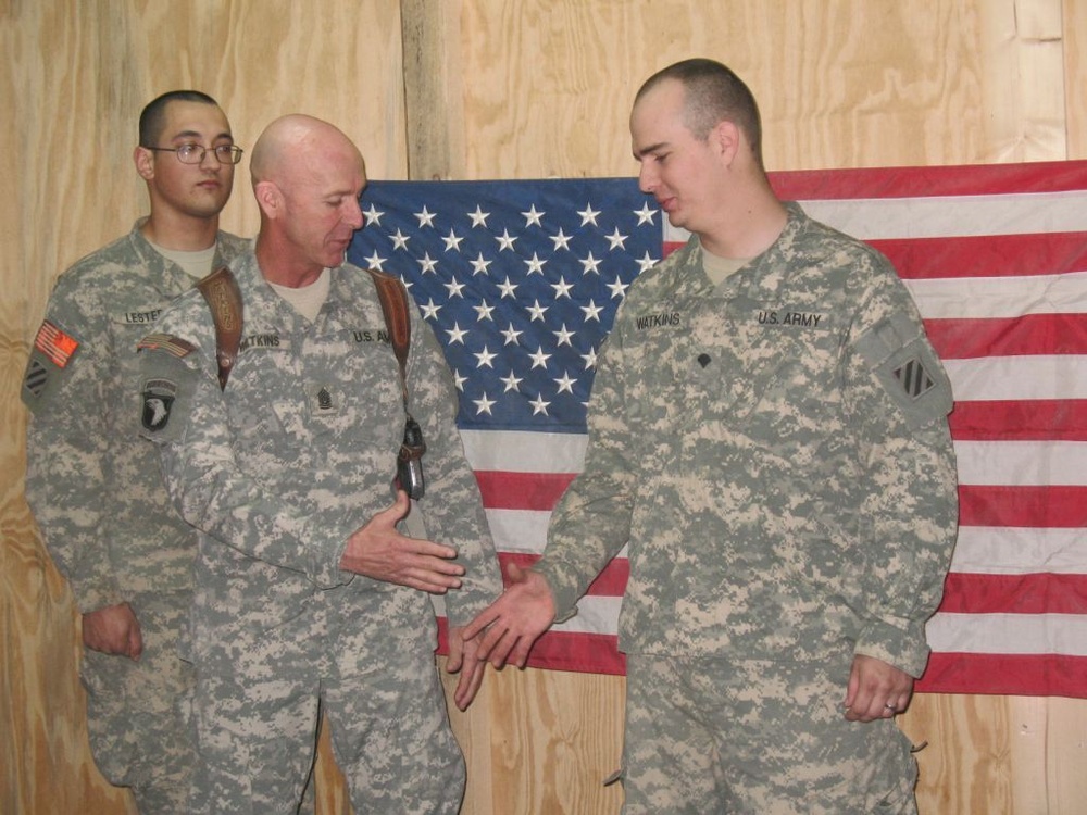 Father visits son for re-enlistment