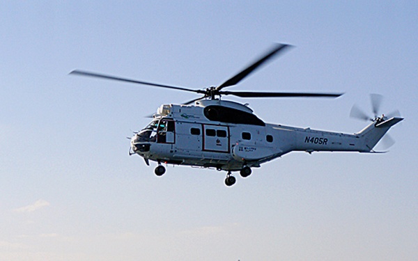 EH-96 Puma helicopter conducts vertical replenishment