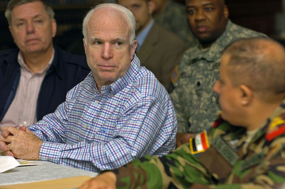 Senator John McCain visits troops in Mosul
