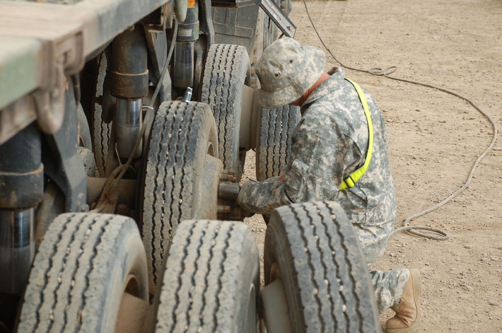 Soldiers keep wheels moving