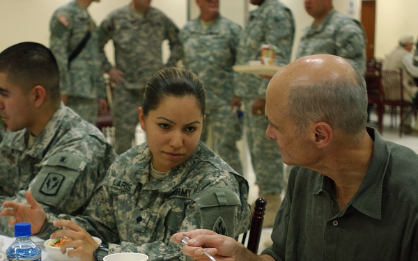 Visiting the troops at Camp Buehring, Kuwait