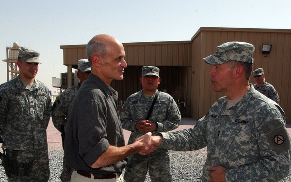 Visiting the troops at Camp Buehring, Kuwait