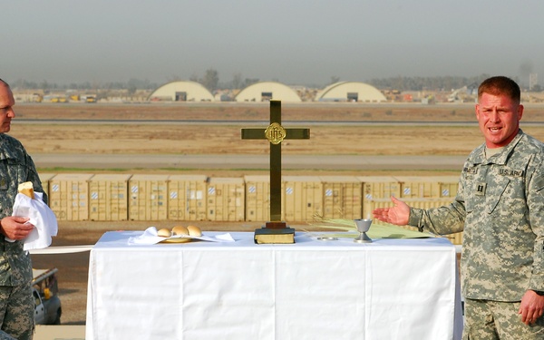 Aviation Brigade holds Easter service in ancient land