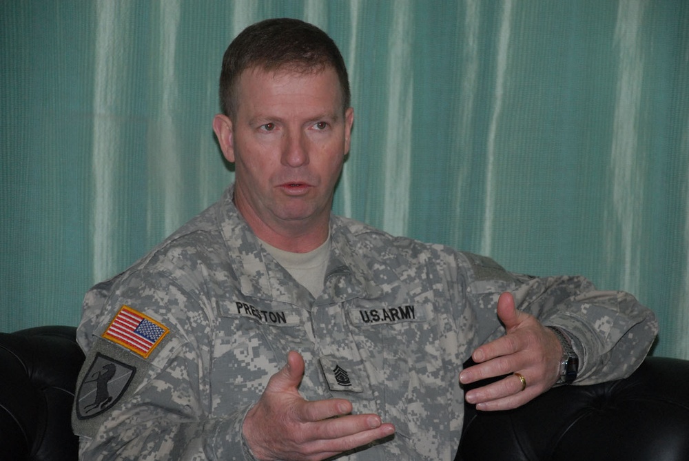 Senior enlisted leader visits troops, assesses situation