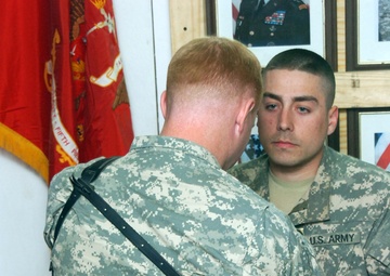 Field Artillery Soldier celebrates promotion