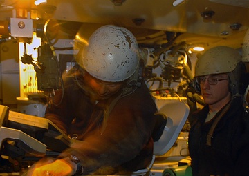 Paladin Howitzers fire rounds in support of ground troops