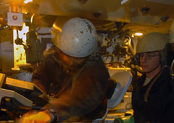 Paladin Howitzers fire rounds in support of ground troops