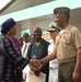 Liberian President shakes hands with major general