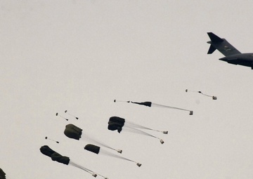 U.S. Air Force C-130 Drops Supplies for Soldiers