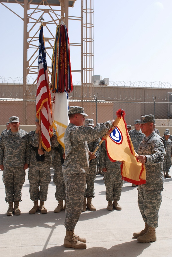 Colors of the 311th Sustainment Command (Expeditionary) uncased in Kuwait