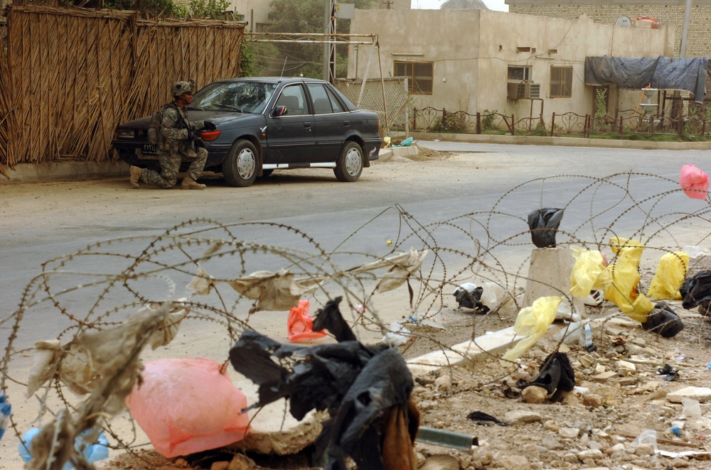 Cobra troops patrol streets of northwest Baghdad