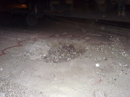 Soldiers from Mississippi's 230th Concrete Team patches roads after IED blasts