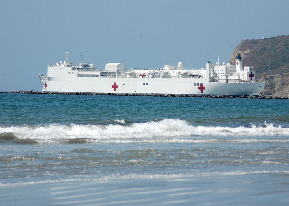 USNS Mercy departs from homeport of San Diego to begin a humanitarian mission