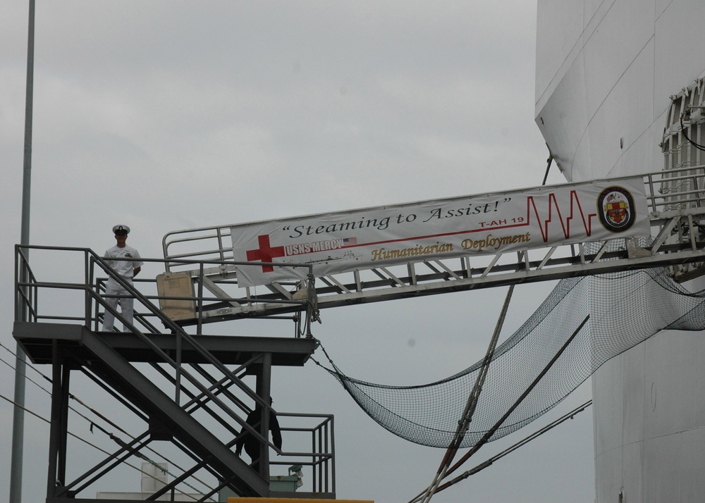 USNS Mercy departs from homeport of San Diego to begin a humanitarian mission