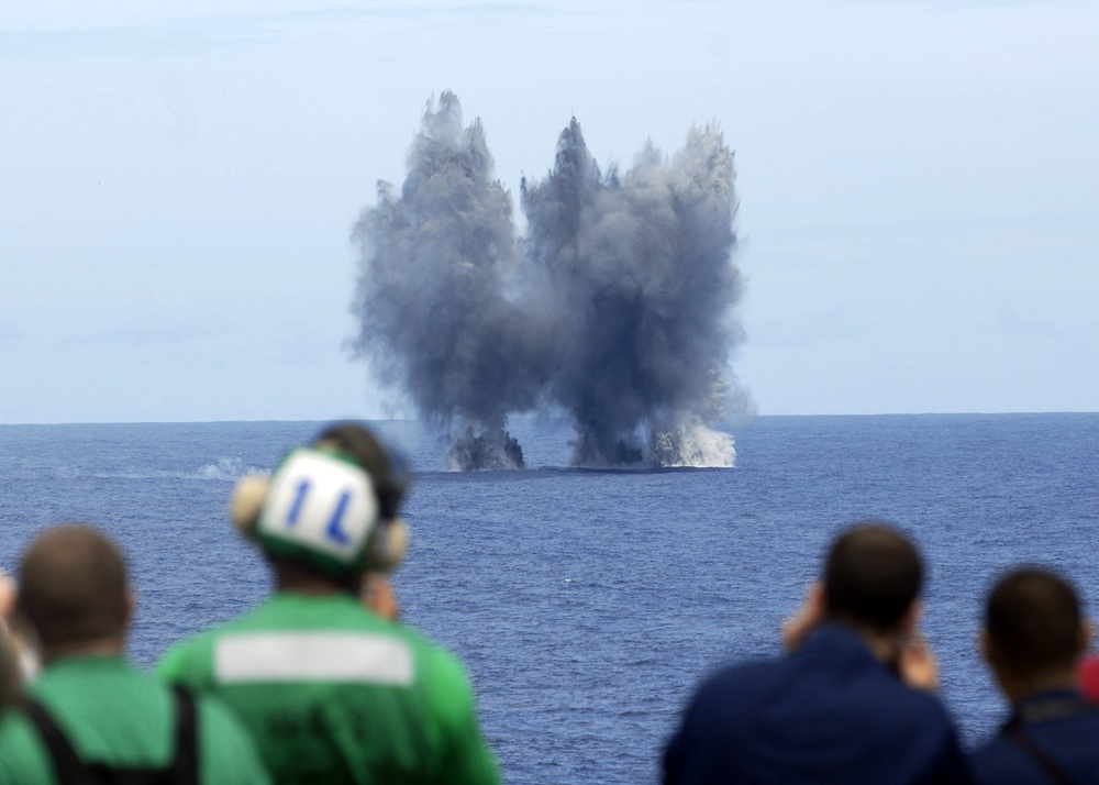Bomb detonates USS Abraham Lincoln as part of demonstration