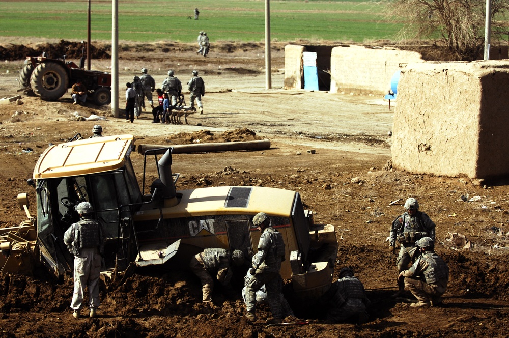 Stuck bulldozer at Patrol Base Bushmaster