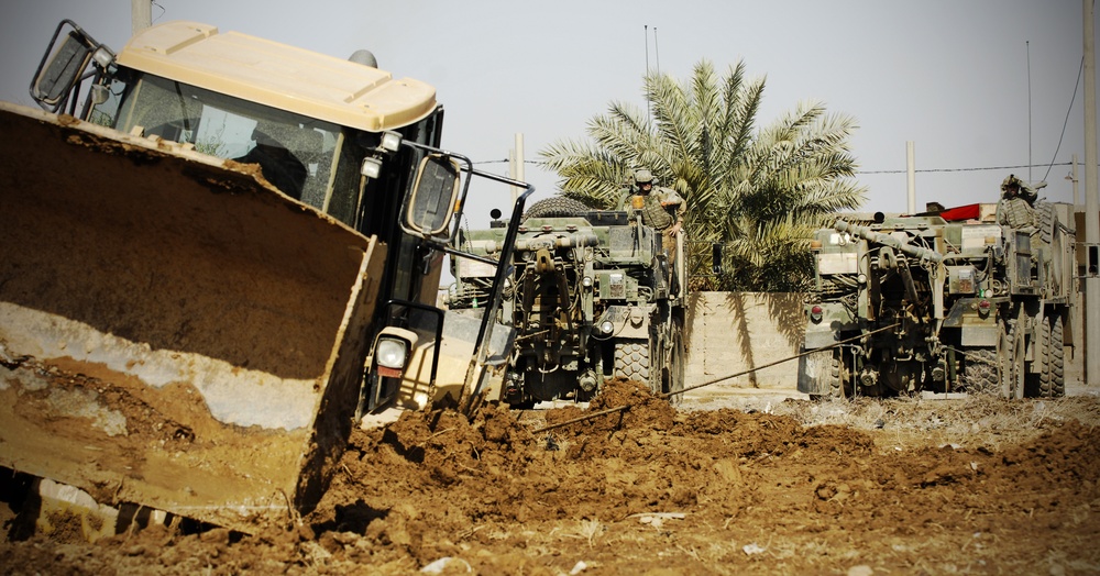 Stuck bulldozer at Patrol Base Bushmaster