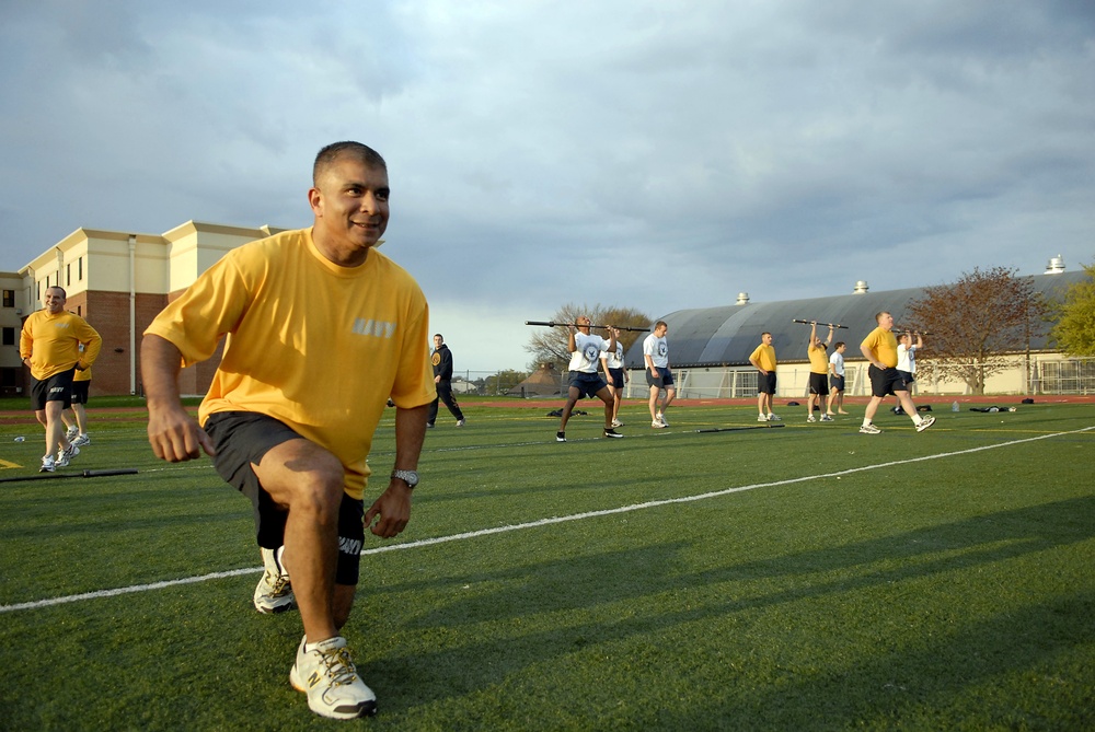 Top Navy enlisted makes Secretary of the Navy a master chief, tries new physical training gear