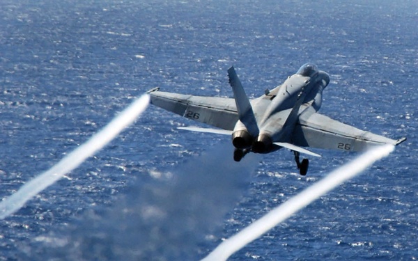 F/A-18C Hornet launches