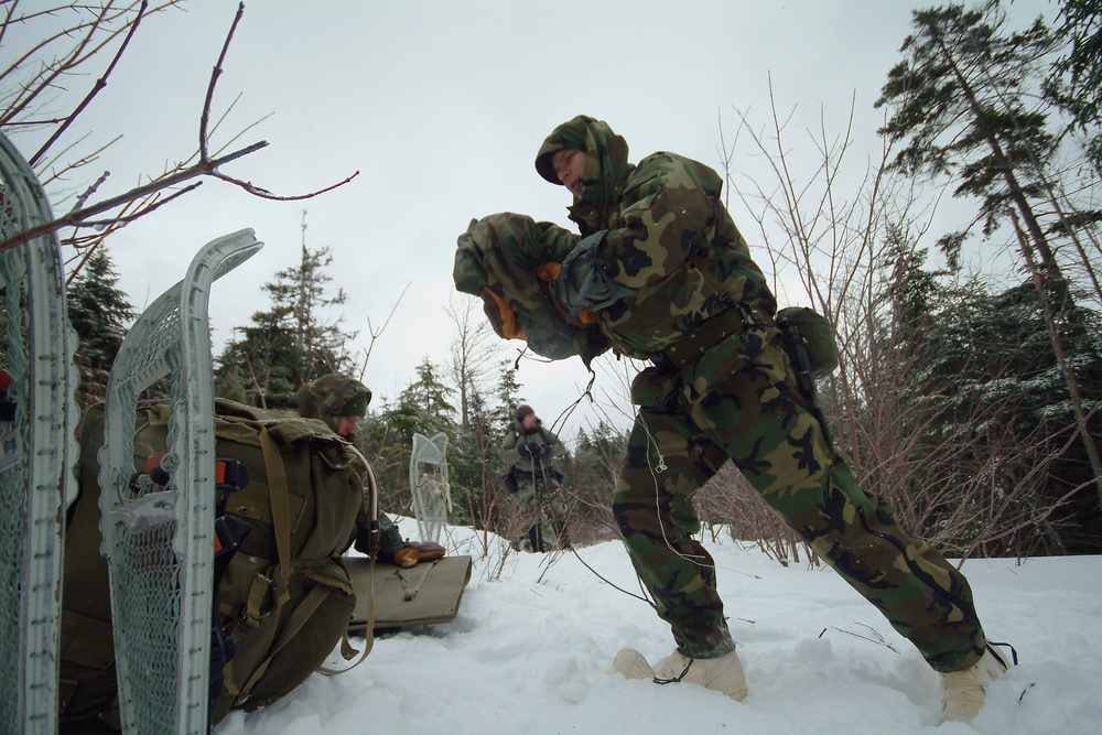 Sailors learn evasion and survival skills in Maine