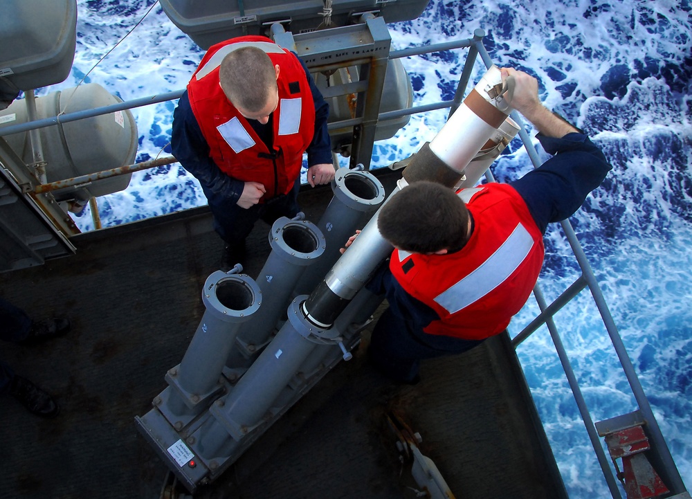 Rocket launching on the USS Tarawa